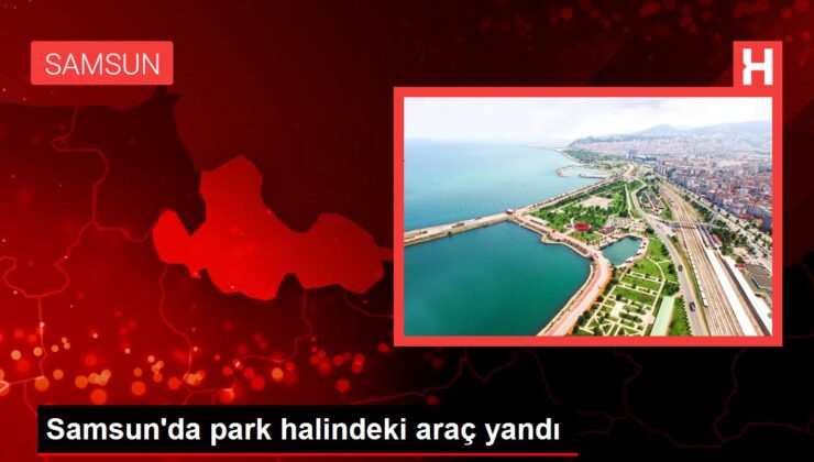 Samsun’da park halindeki araç yandı